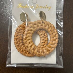 Woven Tan Hoop Earrings